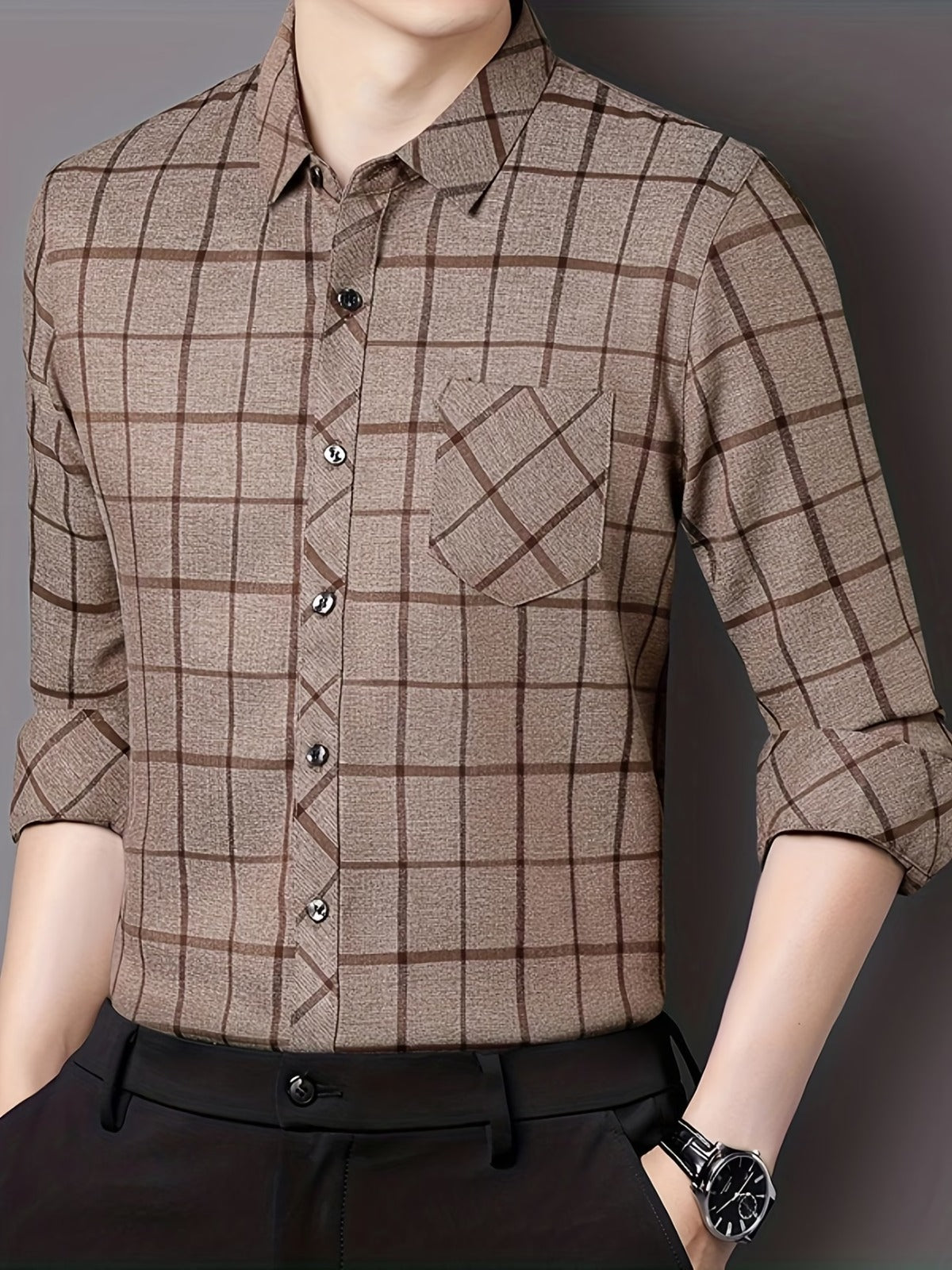 Men’s Premium Brown Check Formal Shirt