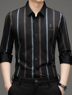 Premium Brown Black Striped Formal Shirt for Men