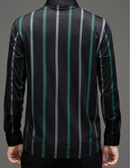 Premium Green Black Vertical Stripe Formal Shirt for Men