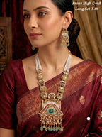 Ayudhara Mint Pearl Rajwadi Long Necklace Set