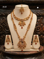 Ayudhara Antique Leaf Motif Dual Layer Necklace Set