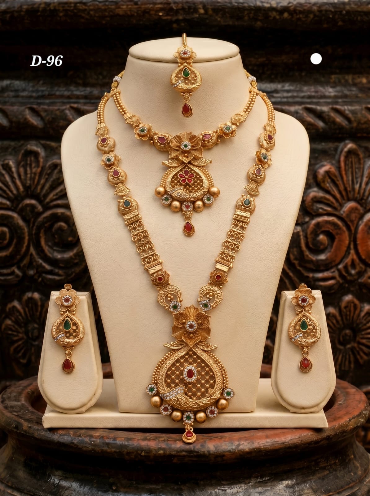 Ayudhara Floral Antique Dual Layer Necklace Set