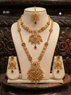 Ayudhara Rajwadi Antique Dual Layer Bridal Necklace Set