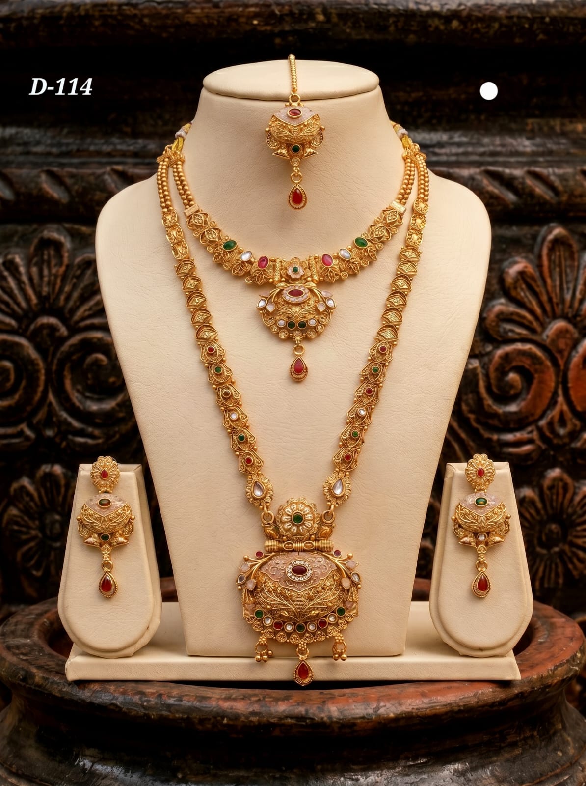Ayudhara Antique Dual Layer Bridal Necklace Set