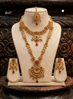 Ayudhara Antique Floral Dual Layer Necklace Set