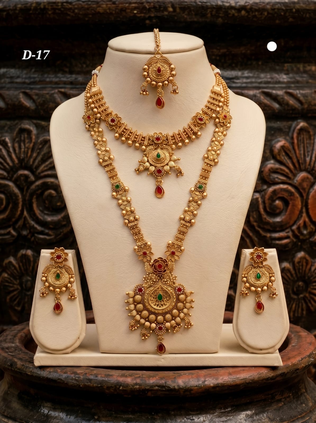 Ayudhara Antique Floral Dual Layer Necklace Set